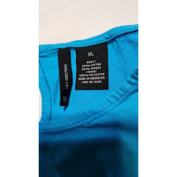 New Directions Ruffle Sleeve Blouse XL Blue Scoop Neck Casual Lightweght Boho - Picture 3 of 4